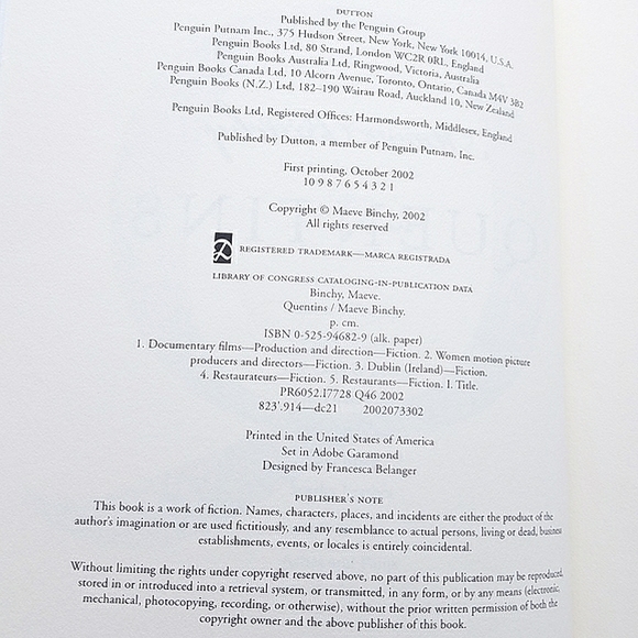 Maeve Binchy Signed Quentins Hardcover Book - Picture 6 of 12